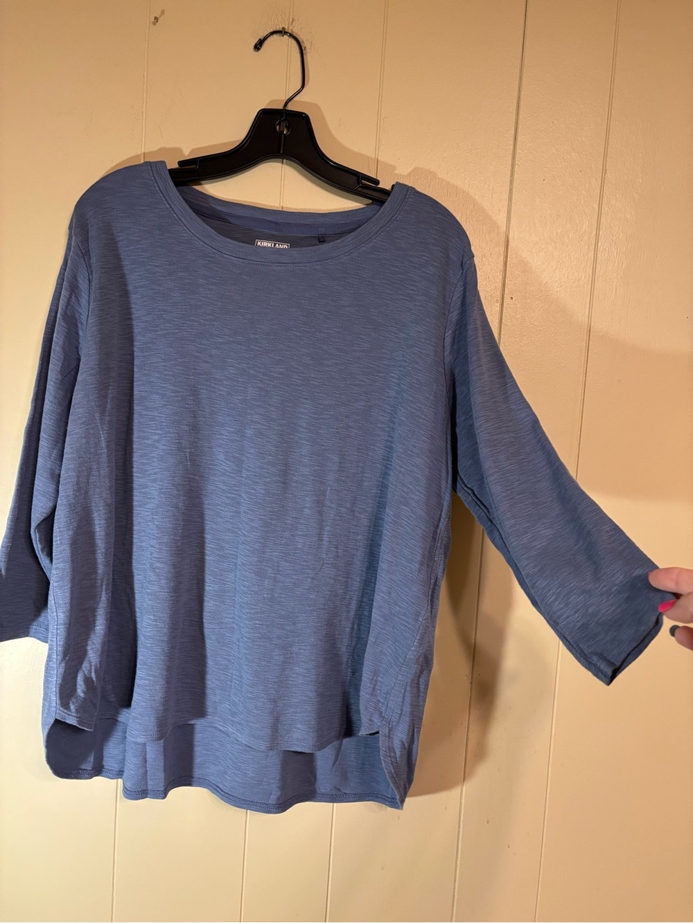 Kirklands Blue Relaxed Slub Knit Scoop Neck Top